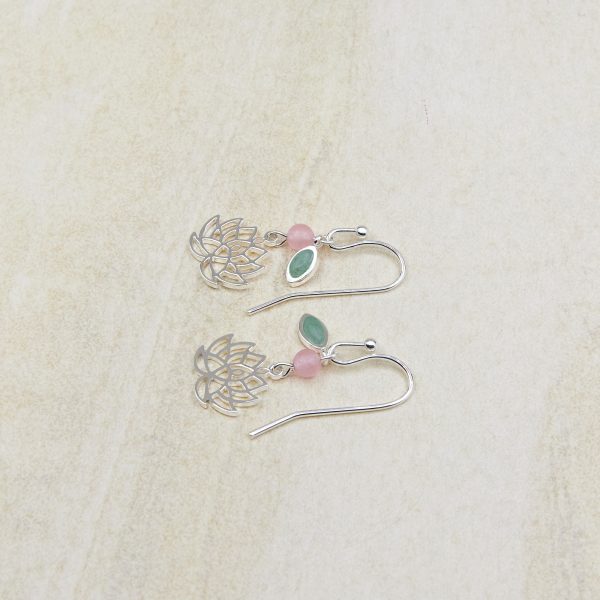 French hook earrings with Maia symbol and gemstone charms