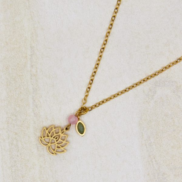 Maia pendant necklace with rose quartz and green aventurine charms