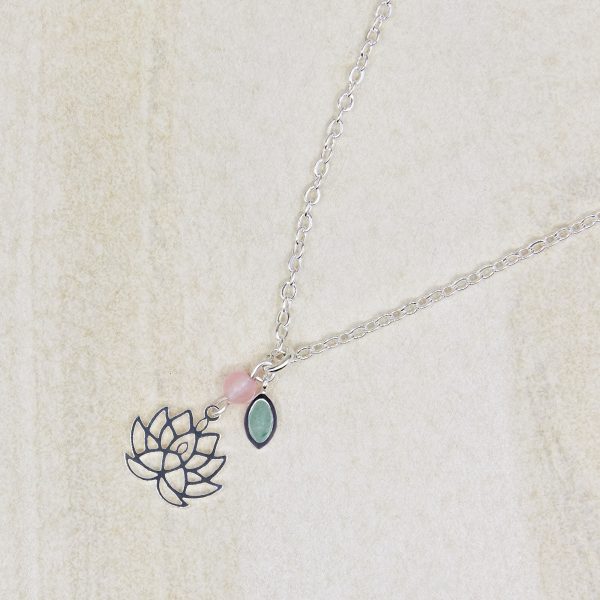Maia pendant necklace with rose quartz and green aventurine charms