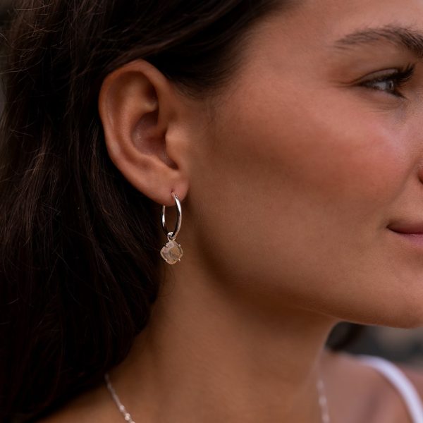 Aura Earrings Silver with Herkimer