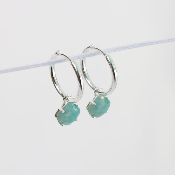 Aura Earrings with Greenline Jasper Silver