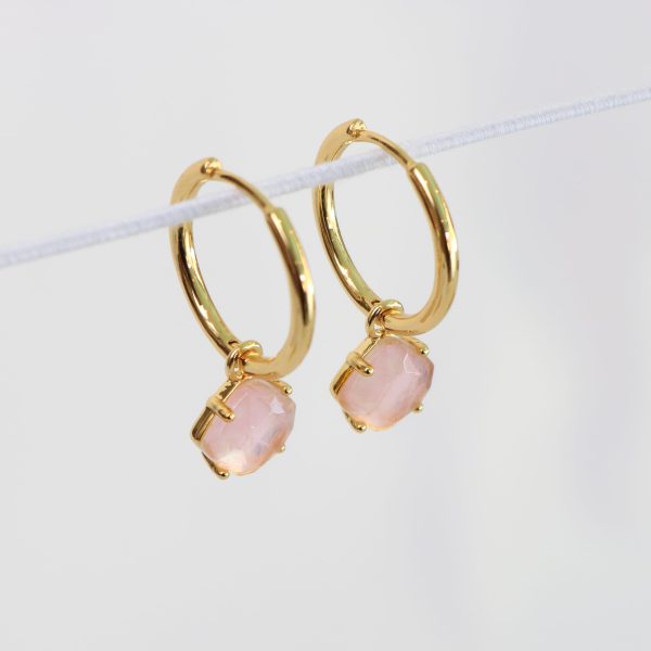 Aura Earrings with Rose Quartz Gold