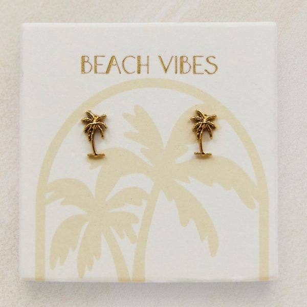 Vintage palm tree stud earrings in gold