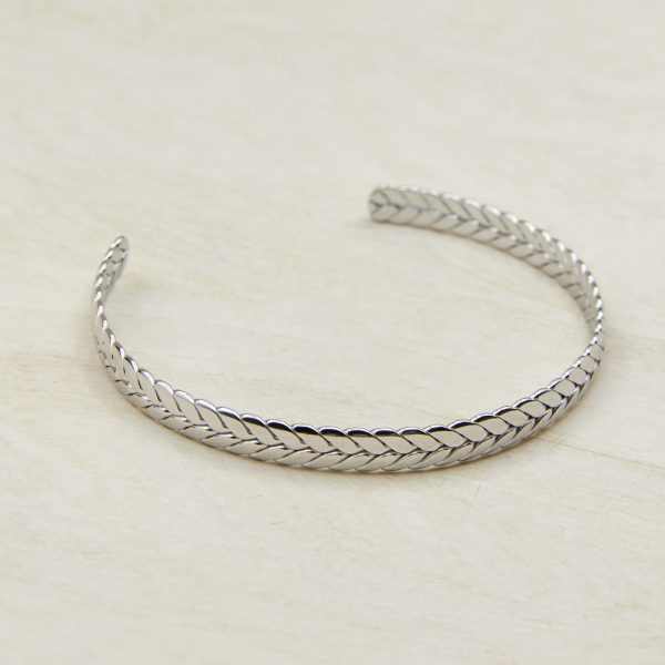 narrow braided cuff bracelet stainless steel. Tarnish Free