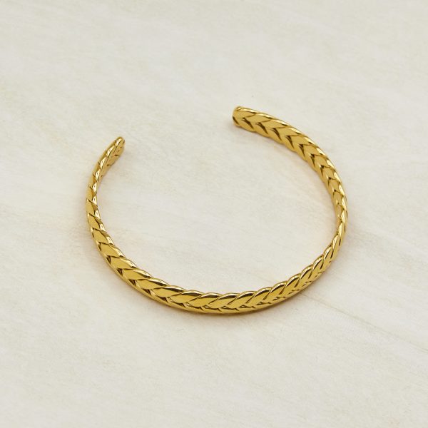 wide braided cuff bracelet stainless steel