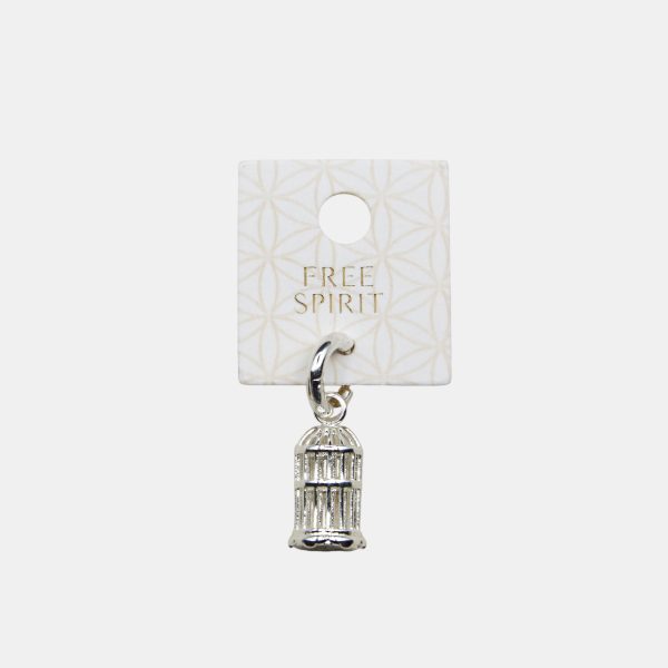 Sterling Silver bird cage charm