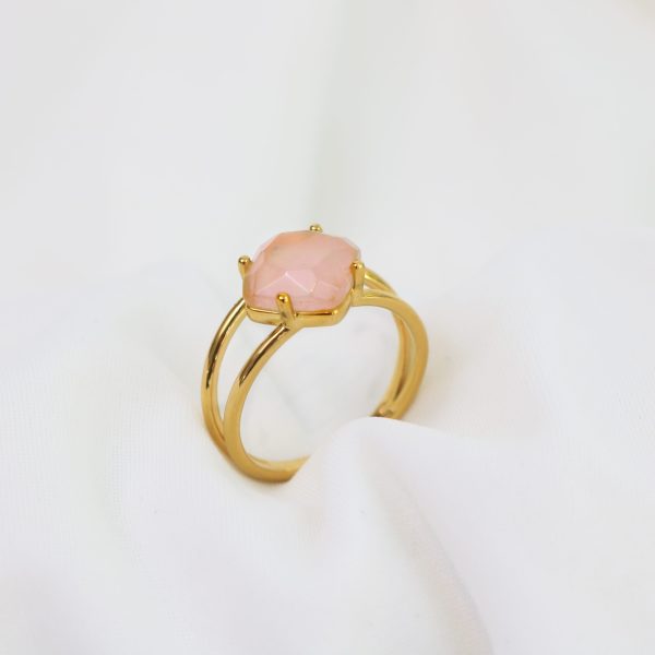 Calming Ring with Rose Quartz Gold