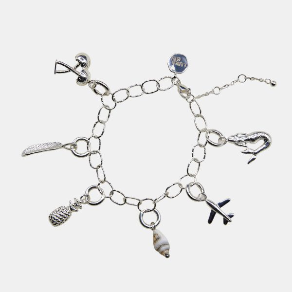 Texture Link Bracelet in silver with removable charms