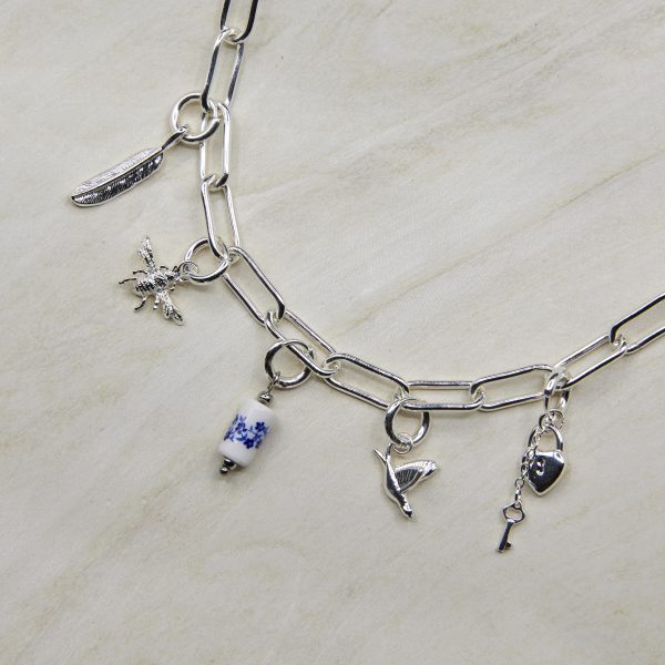 Chunky Paperclip Charm Necklace in Silver