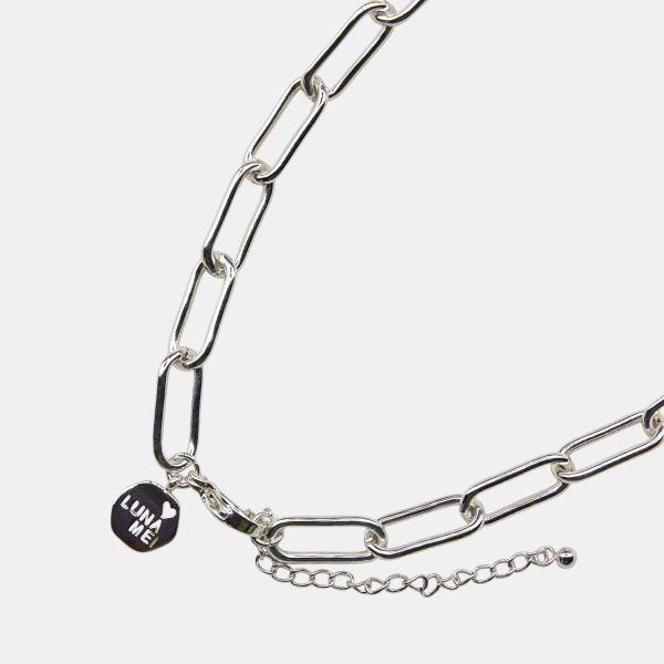 Chunky paperclip charm Necklace Silver