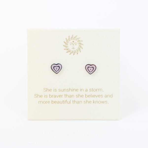 Enamel Hearts Studs Blush Silver