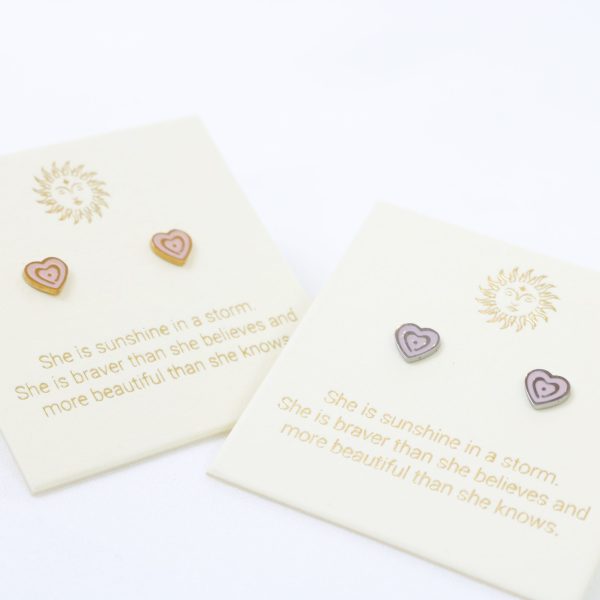 Enamel Hearts Studs Blush