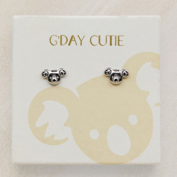 Aussie Koala stud earrings in silver, tarnish free
