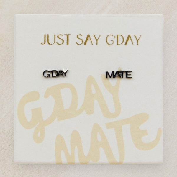 G'day Mate Australiana stud earrings in silver