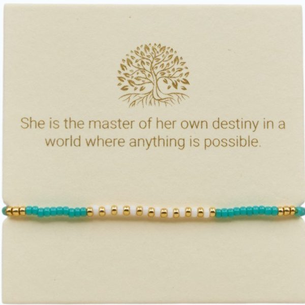 Aqua, White and Gold adjustable bracelet