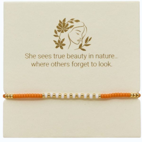 Orange, White and Gold adjustable bracelet