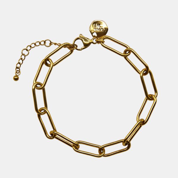 Chunky paperclip charm bracelet Gold