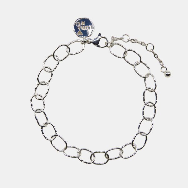 Texture Link Bracelet in silver for removable charms