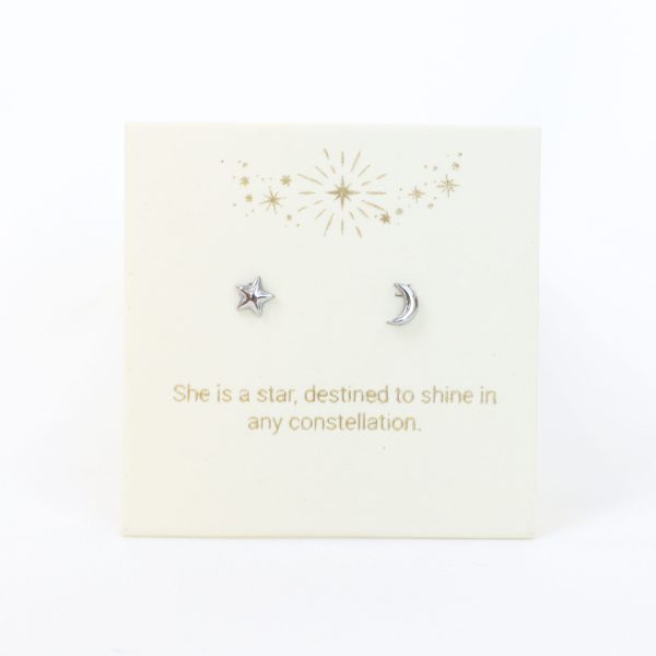 Moon and Star set Earrings Silver