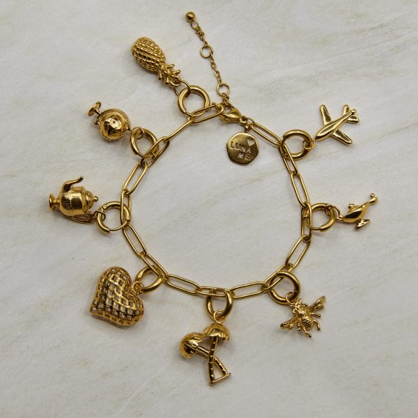 Paperclip Charm Bracelet in Gold