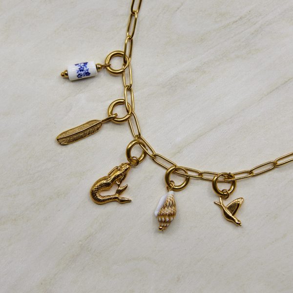 Paperclip Charm Necklace in Gold