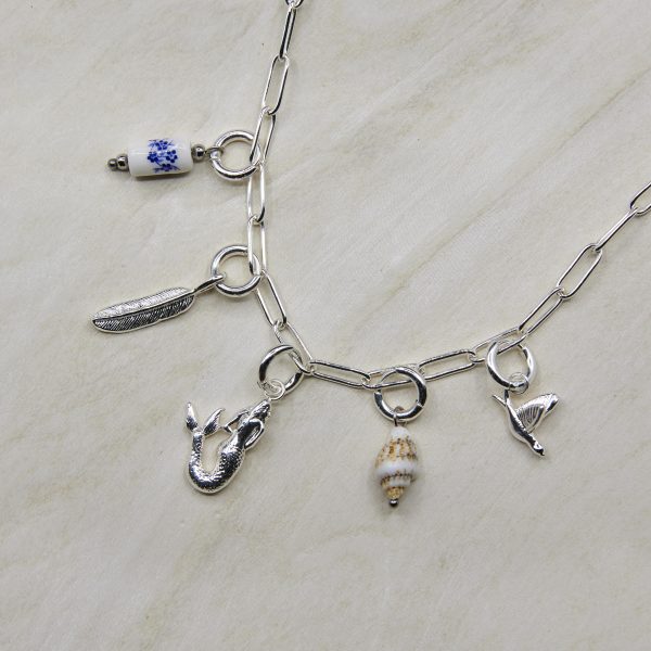 Paperclip Charm Necklace in Silver