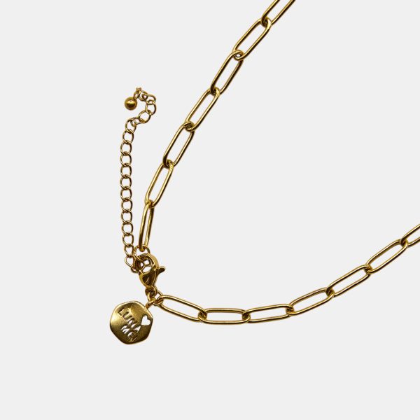 Paperclip charm Necklace Gold