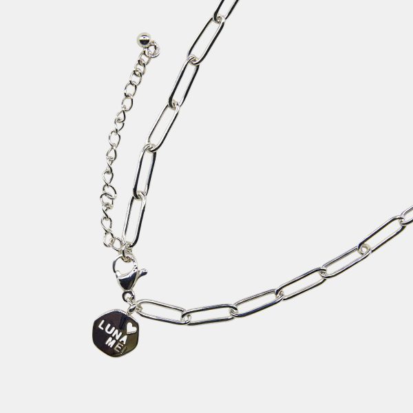 Paperclip charm Necklace Silver