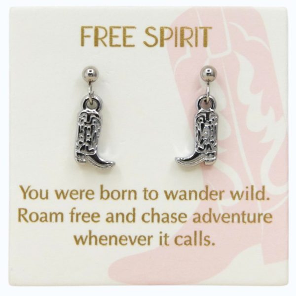 Cowgirl boot drop earrings in Sterling Silver