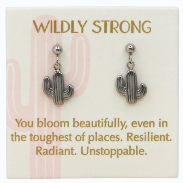 Cactus drop earrings in Sterling Silver