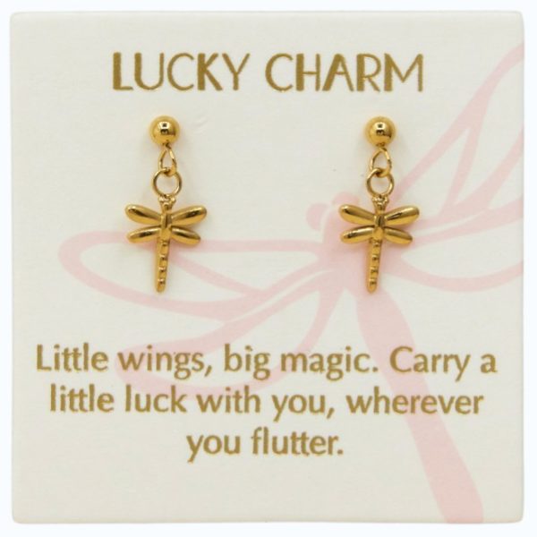 Dragonfly drop earrings in 18k Gold