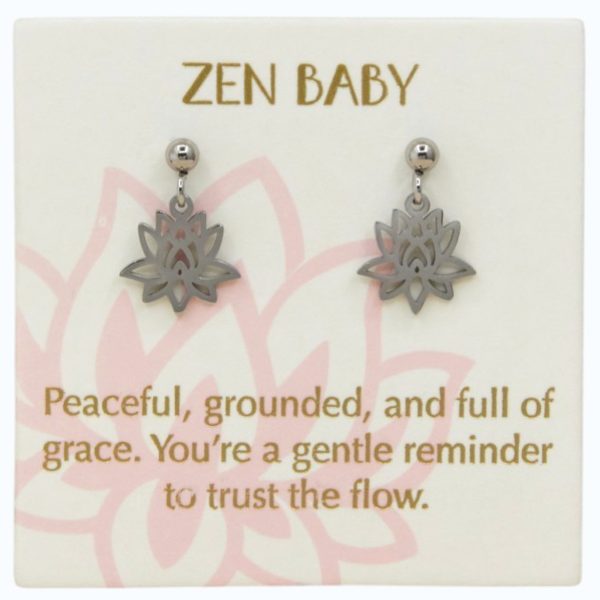 Lotus shaped drop earrings in Sterling Silver