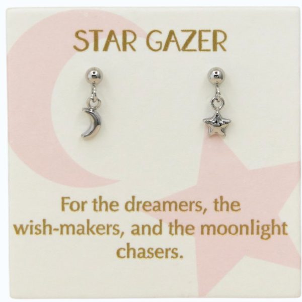 Moon and Star pendant earrings in Sterling Silver