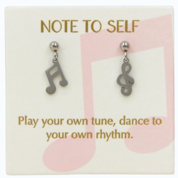 Sterling Silver music note drop earrings