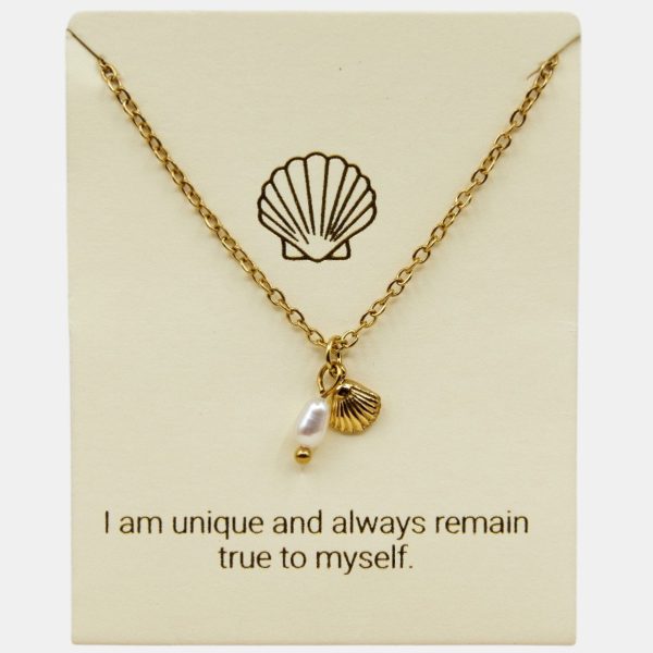 Shell and Pearl Inspiration Necklace 18k Gold plated