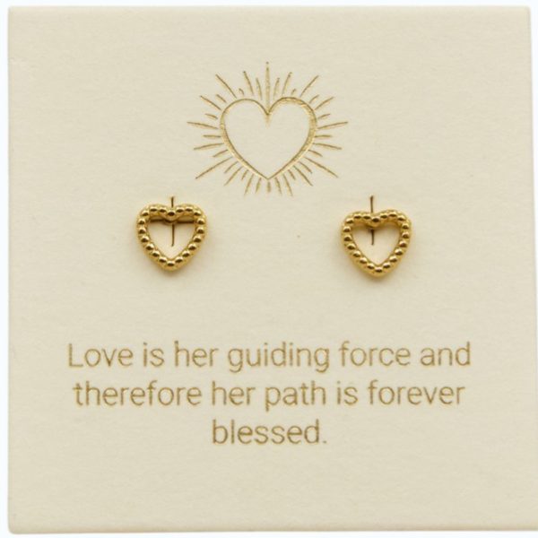 Dotted Heart Studs 18k Gold