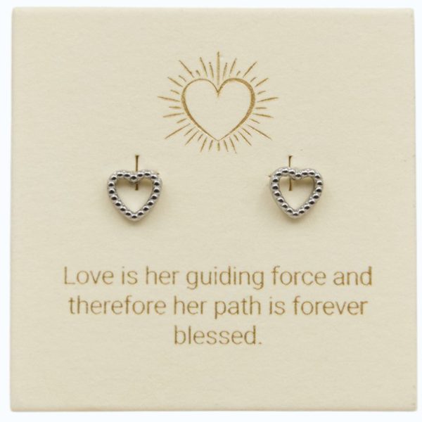 Dotted Heart Studs Sterling Silver