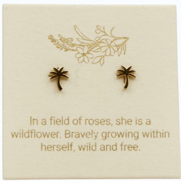 Palm Tree Studs 18k Gold
