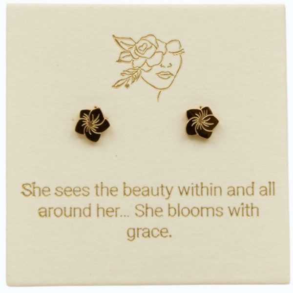 Plumeria Studs 18k Gold