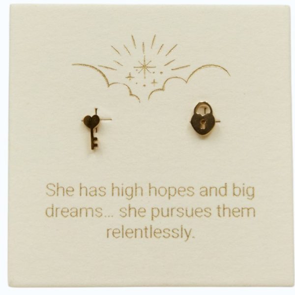 Lock and Key Studs in 18k Gold