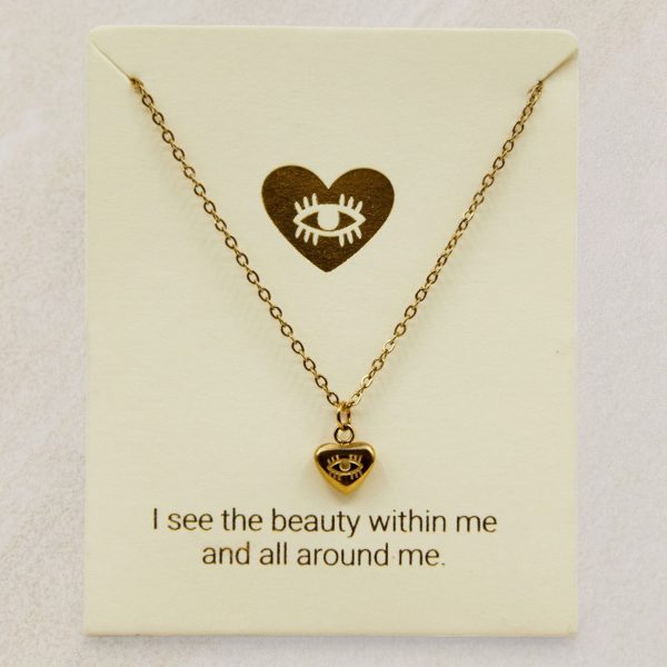 Heart shaped necklace with Eye engraving