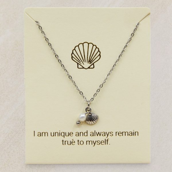 Tarnish Free Silver Shell necklace with freshwater pearl