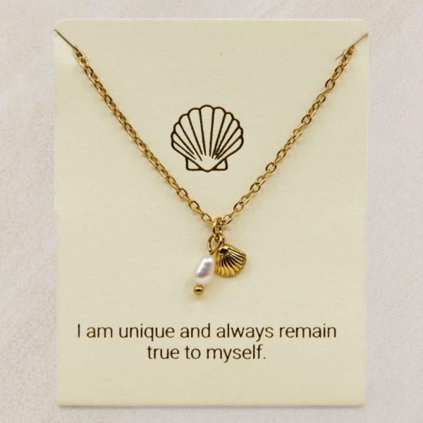 Tarnish Free Shell necklace with freshwater pearl