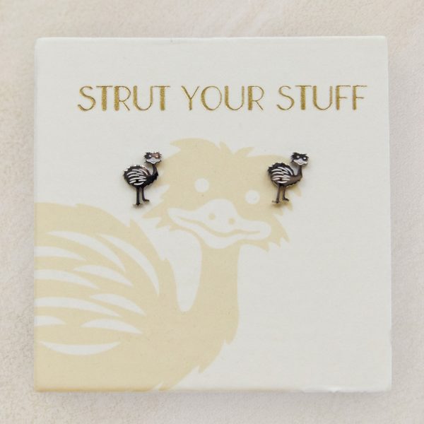 Australian Emu stud earrings in silver.