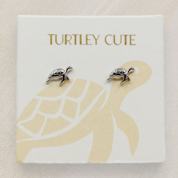 Silver turtle stud earrings, tarnish free