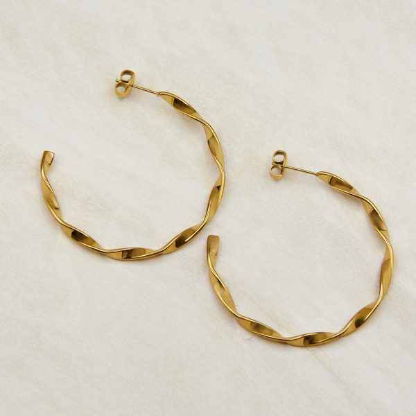 Elemente twister hoop earrings gold. Tarnish Free