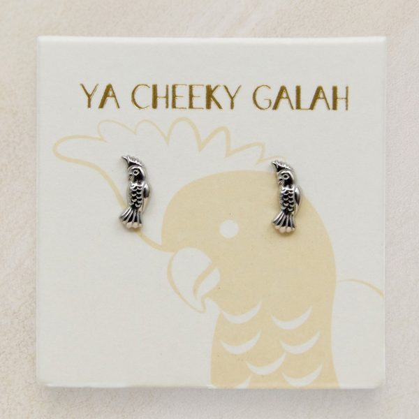 Australian Cockatoo stud earrings in silver, tarnish free